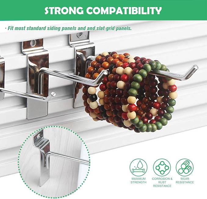 40Pcs 2/4/6/8 Inches Silver Slatwall Panel Hooks Assortment Set, Heavy Duty Slat Wall Hanging Display Hooks Pegboard Hanger Hook for Gridwall Garage Shop Retail