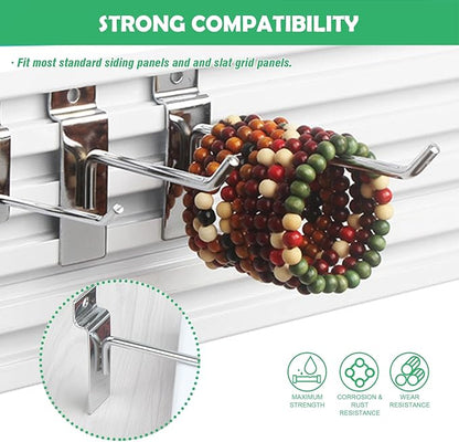 40Pcs 2/4/6/8 Inches Silver Slatwall Panel Hooks Assortment Set, Heavy Duty Slat Wall Hanging Display Hooks Pegboard Hanger Hook for Gridwall Garage Shop Retail