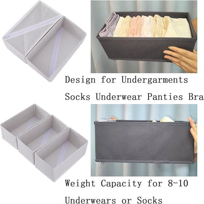 Drawer Organizer Set of 3 Pack White, 11"x5.5"x4.8" Foldable Fabric Storage Boxes, Underwear Socks Dividers for Dresser Closet Bra Panties Stockings Leggings