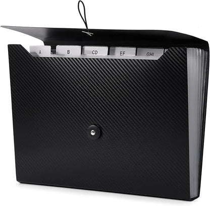 Cesil Black 7-Pocket Expanding File Folder, 33x24x3.5cm, A4, Letter, Polypropylene, Paper, 1x