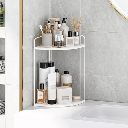 Forest Angle Bathroom Counter Organizer,Countertop Organizer,Vanity Organizers,Bathroom Storage,Bathroom Sink Caddy,Counter Shelf,Corner Counter,Corner Shelves(White)