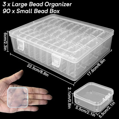 Guyuyii 93 Pcs Bead Organizer - Clear Boxes with Hinged Lids, Protable for Crafts and Jewelry