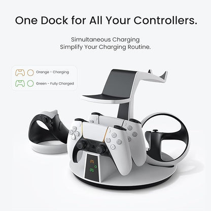 KIWI design D2 3-in-1 Controller Charging Station for PSVR2 and PS5 with VR Display Stand and LED-Charging Indicator