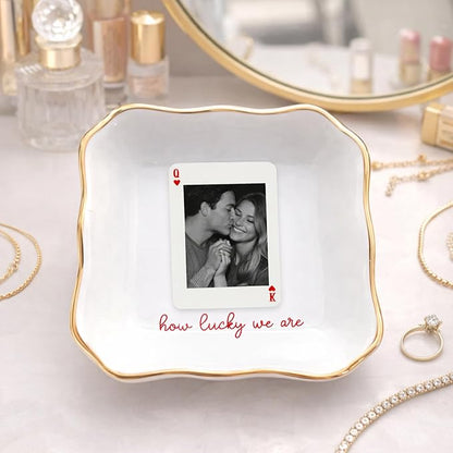 Famitrendz Personalized Couple Portrait Ring Dish, Custom Couples Photo Jewelry Dish, Custom Ring Holder Gifts, Picture Trinket, Engagement Valentines Wedding Gifts, Gift for Her, Women 3