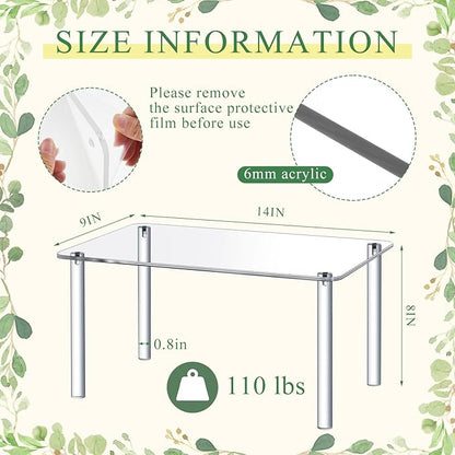 1 Pcs 14 Inch Acrylic Risers Display Stands Rectangular 4-leg Acrylic Plant Stand, 6mm Thick Clear Shelf Riser Display Stands for Decor Collectibles Figures and Item Photography