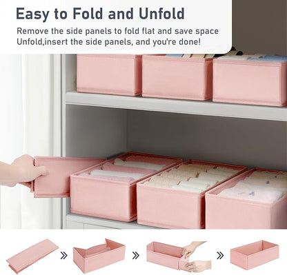 DIMJ Drawer Organizer - Clothes Storage Set of 3, Pink: Sock, Underwear, Bra, Tie, Belt Dividers