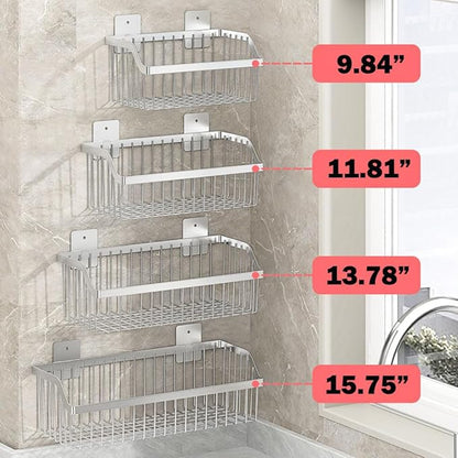 SUS304 Stainless Steel Hanging Storage Baskets Organizer Wall Mount, Metal Wire Storage Bin Rack for Kitchen Bathroom Shower Spice Shelf,L 9.84 Inch