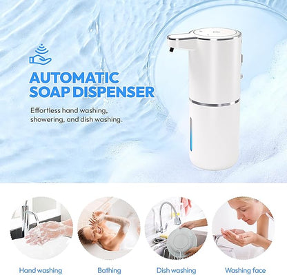 MTYGK Automatic Foaming Soap Dispenser,Touchless Foam Soap Dispenser,12.8oz Rechargeabled Wall Mounted Smart for Bathroom and Kitchen Dish Soap,Easy for Toddlers(White)