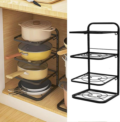 Miskall Pot Rack Organizers, 4 Tiers Pots and Pans Organizer for Kitchen Organization & Storage, Pan Rack for Kitchen, Lid Organizer for Pots and Pans
