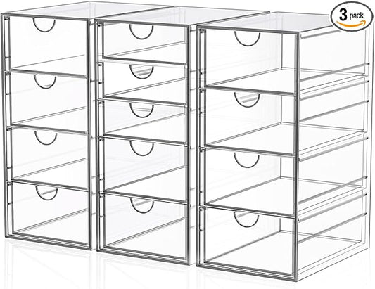 Acrylic Desk Organizers And Accessories With 13 Drawers, Office Desktop Drawers, Plastic Makeup Organizer Containers Bins With Drawers Desk Organization, Bathroom Organizers Storage Case Box Cube
