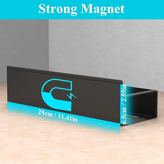 2 Pack Magnetic Spice Storage Rack Organizer for Refrigerator and Oven, Black Fridge Organizers and Storage