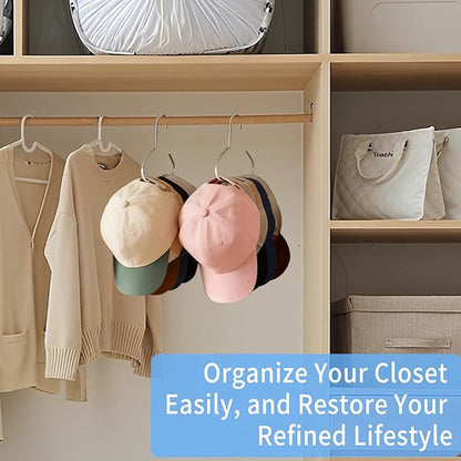 Adanluxe 6 Packs Hat Hangers for Closet, Premium Hat Organizer for Baseball Caps, Cap Rack for Organizers and Storage, Space Saving Hangers Holder 50 Hats and Usable for Belt, Scarf, Tie, Bra, Purse