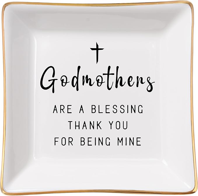 Spegiffu Godmother Gifts from Godchild, Gifts for Godmother Trinket Ring Dish - Godmothers...Thank You for Being Mine, Birthday Christmas Mother's Day Gift for Godmother