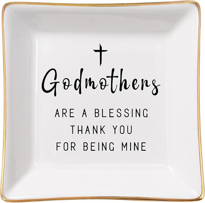 Spegiffu Godmother Gifts from Godchild, Gifts for Godmother Trinket Ring Dish - Godmothers...Thank You for Being Mine, Birthday Christmas Mother's Day Gift for Godmother
