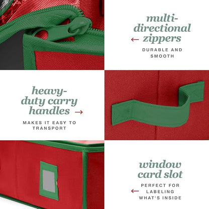 Premium Wrapping Paper Organizer Storage | Gift Wrap Holder With Extra Pockets for Christmas Decorations, Reinforced Handles, Heavy Duty, Ultra-Durable, Tear-Proof Fabric - Fits Up to 27 Rolls (Red)