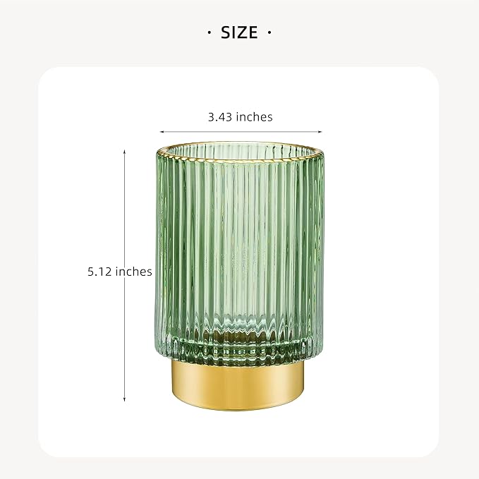 LEICURACE Makeup Brush Holder Organizer,Toothbrush Holders,Desk Pen Pencil Holder,Multifunctional Vintage Glass Brush Cup（L/Green/A3-6-US）