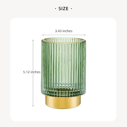 LEICURACE Makeup Brush Holder Organizer,Toothbrush Holders,Desk Pen Pencil Holder,Multifunctional Vintage Glass Brush Cup（L/Green/A3-6-US）