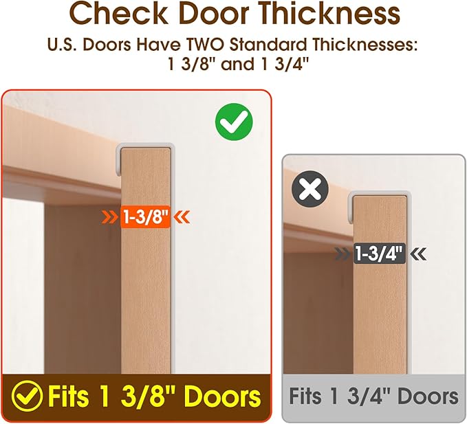 CHAUNCEY HOME Long Over The Door Hooks with 15.75-inch Arms for Easier Access by Women, Heavy Duty Door Hanger for Winter Coat, L16U, Fits Standard 1 3/8'' Doors, Towel Racks Organization, White