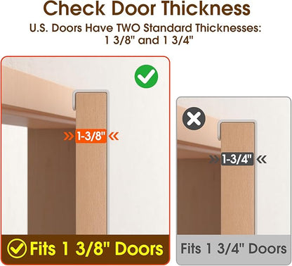 CHAUNCEY HOME Long Over The Door Hooks with 15.75-inch Arms for Easier Access by Women, Heavy Duty Door Hanger for Winter Coat, L16U, Fits Standard 1 3/8'' Doors, Towel Racks Organization, White