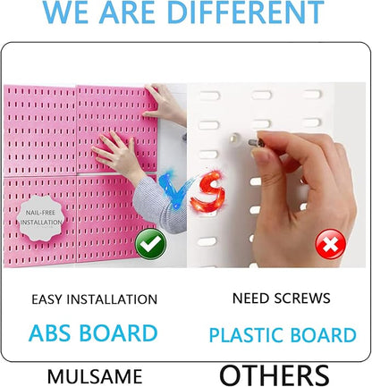 Pegboard Combination Kit, Wall Mounted Storage Set with 4 Pegboards & 14 Accessories Hanging, Pink Peg Boards Organizer for Walls Display, Crafts Organization, Kitchen Organizer, 22" x 22"