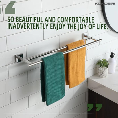 KOKOSIRI Bath Towel Bars Bathroom Double Towel Holder Rack for Toilet Kitchen 24 Inch Necklace Holder Chrome Stainless Steel B5005CH-L24