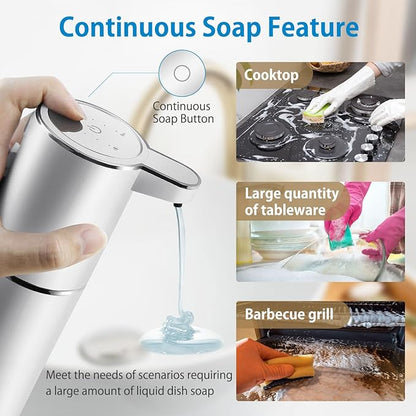 Gotofine Automatic Liquid Soap Dispenser,4-Level Adjustable, Wall Mount,USB Rechargeable,12.8oz/ 380ml,Touchless Hand & Dish Soap Dispenser for Bathroom, Kitchen,Hotel, Restaurant