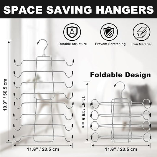 POZEAN Tank Top Hanger 4 Pack, Space Saving Bra Hangers, Non-Slip Closet Organizers and Storage for Camisoles Swimsuits Scarves Ties Strappy Dress