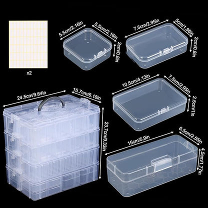 SGHUO Bead Organizer Box, 84 pcs Small Organizers, 4-Tier Stackable Storage Container Box for Art Craft Storage, Washi Tape, Kids Toys, Jewelry, Beauty & Sewing Supplies