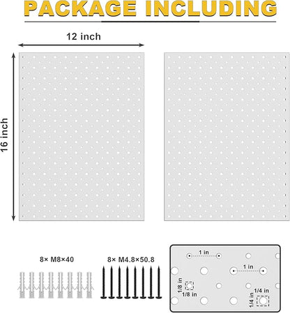 Ultrawall Metal Pegboard Panels, Pegboard Wall Organizer, Peg Boards for Wall, Garage Tool Storage Organization, 12"X16", 2pcs, Gray