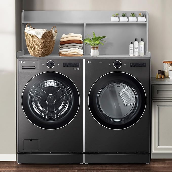 Royxen Laundry Countertop with 20“ Shelf Universal Fit, Washer and Dryer Countertop with Storage Space, Gray