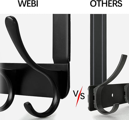 WEBI Over The Door Hooks for Hanging,Door Hanger,Over The Door Towel Rack Coat Rack Towel Hanger for Coats,Clothes,Bathroom,Black,2 Packs