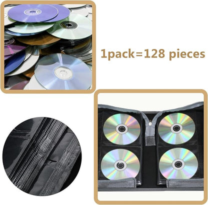 DVD Case CD Storage,128 Capacity CD Cases Holder DVD Storage Case Holders CD DVD Disc Case Storage Wallet Binder for Car Home Office Travel (128 Silvery)