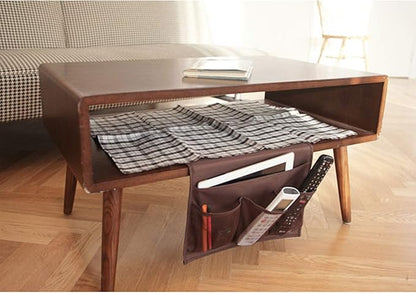 DuomiW Bedside Storage Organizer, Bedside Caddy, Table Cabinet Storage Organizer, TV Remote Control, Phones, Magazines, Tablets, Accessories (Brown)