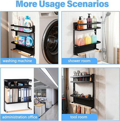 Magnetic Paper Towel Holder for Fridge, Kitchen Countertop Organizers Magnetic Shelf and Wall Mount Storage