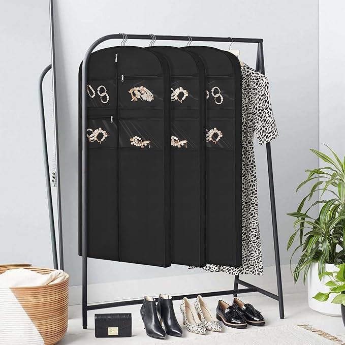 65" Garment Bag for Travel for Hanging Clothes Storage Hanging Suit Cover with Zipper and Accessory Storage for Coats, Dresses, Suits