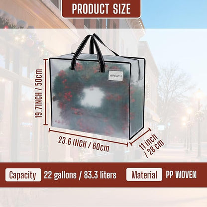 VENO 4 Pack Moving Bags, Christmas Storage Containers, Storage Totes, Zipper On Top, Sturdy, Storage Bags for Camping, Clothes, Bedding, Comforters, Pillows (22 Gallon Clear, 4 Pack)
