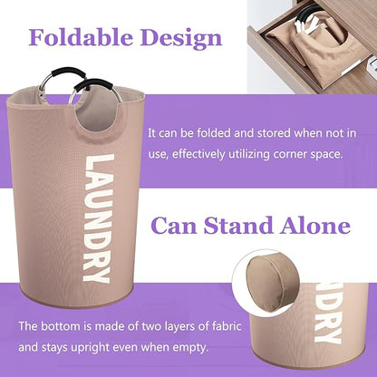 125L Extra Large Laundry Basket with Handles, Folding Dirty Clothes Hamper, Independent Laundry Hamper in 600D Oxford Fabric, Rugged Storage Basket for Family, Dorm, Khaki