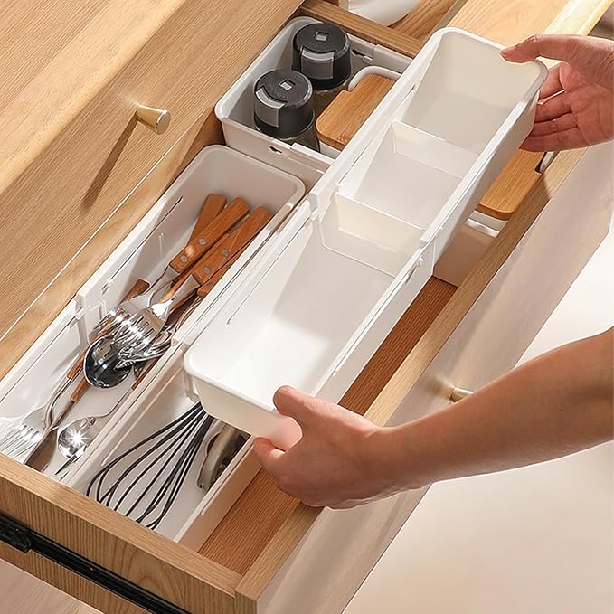 Drawer Dividers for Clothes 6 Pack, Adjustable Cabinet Organizer Expandable Divider Racks Plastic Drawers Separators for Dresser Kitchen and Office Storage (10.63''-15.16'')