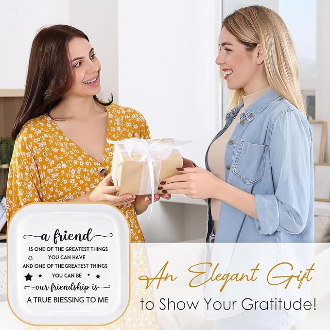 PUDDING CABIN Friendship Gifts for Women Friend Jewelry Dish Our friendship is a true blessing to me Friend Birthday Gifts for Women Christmas Gifts for Friends Female