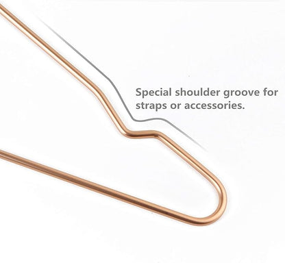 Better to U 17 Inch Metal Clothes Hanger 20 pack, 4.0mm Heavy Duty Shirt Blouse Hanger for Coat Suit Bridal Boutique, Space Saving Slim Wire Hanger for Camisole Trousers Wedding Dress（Matte Rose Gold）