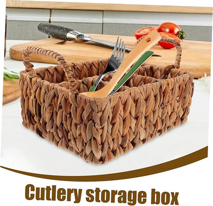 Storage Basket for Cutlery Woven Basket Chopstick Holder Rustic Decorative Desktop Organizer