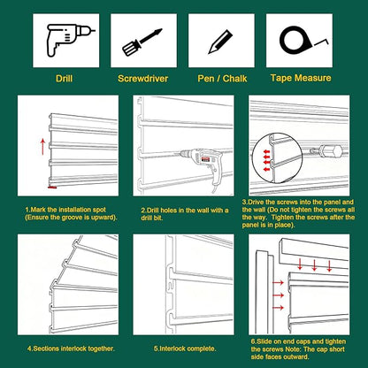 Yuzzy Slat Wall Paneling 4 x 8ft, Garage Slatwall Panel Wall Storage Systems, Heavy Duty PVC Garage Wall Organization (Gray)