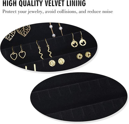 Earring Organizer Tray, Jewelry Tray with Lid, Earring Storage Box, and Jewelry Display Case, Keep Your Earrings Organized and Secure with This Stylish and Functional Earring Tray (Black)