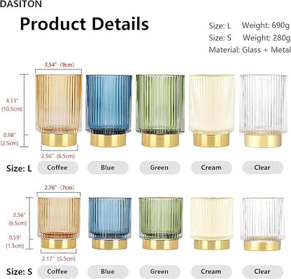 DASITON Makeup Brush holder Organizer,Crystal Cosmetic Makeup Brush Glass Brushes Storage Holder, Vintage Make Up Brush Cup Pen Pencil Holder striped vase(Cream L)