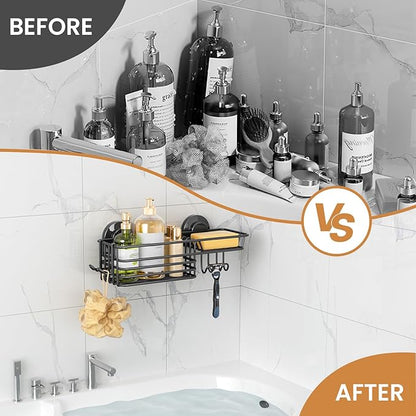 LEVERLOC Shower Caddy, Grey, Suction Cup, One Second Installation, Bionic Octopus Tentacle Design, Weatherproof, Waterproof, Oil-Proof, Anti-Aging, 12" L x 5" W x 4.7" H