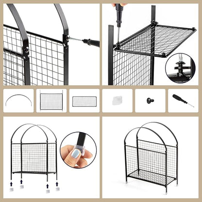PUERSI Freestanding Magazine Holder – Modern Touch Handbag Design, Magazine Organizer Metal Rack for Books, Vinyl Record, Newspaper (Black)