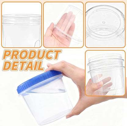 ISUSSER 6 Pack Freezer Containers with Screw On Lids, 24 Oz Stackable Reusable Plastic Storage Container, Airtight Plastic Food Storage Containers with Twist Top Lids for Food Soup Jello Sauce