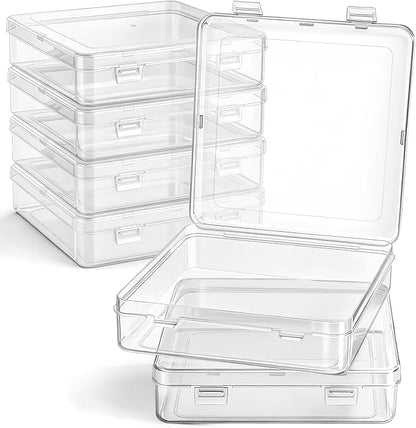 Jetec 6 Pieces Mini Plastic Clear Beads Storage Containers Box for Collecting Small Items, Beads, Jewelry, Business Cards, Game Pieces, Crafts (5.9 x 5.9 x 1.5 Inch)