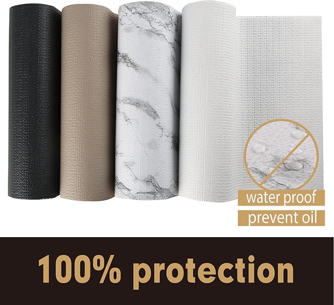 Drawer and Shelf Liner 12 in x 10 FT, Non Adhesive Water Resistant, Easy Clean and Trim, Smooth Surface Liners for Kitchen Cabinet, Shelves, Drawers, Pantry, Marble