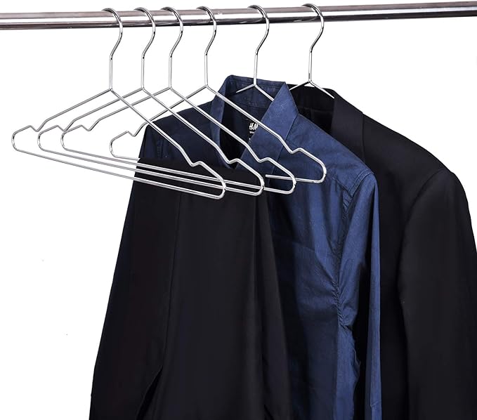 Better to U 17 Inch Metal Clothes Hanger 20 Pack, 4.0mm Heavy Duty Shirt Blouse Hanger for Coat Suit Bridal Boutique, Space Saving Slim Wire Hanger for Camisole Trousers Wedding Dress（Sliver）